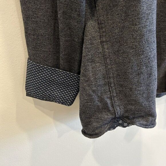 TED BAKER LONDON Long Sleeve Button Up Heather Charcoal Contrasting Trim Size 4 - Picture 9 of 11